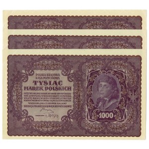 II RP, Ensemble de 1000 marks polonais 1919 II SÉRIE En 5 pièces