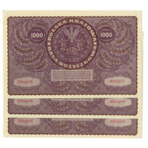 II RP, Ensemble de 1000 marks polonais 1919 II SÉRIE En 5 pièces