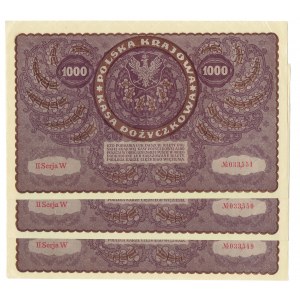 II RP, Set of 1000 Polish Marks 1919 II SERIES W 5 pieces