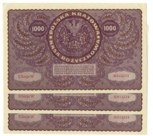 II RP, Set of 1000 Polish Marks 1919 II SERIES W 5 pieces