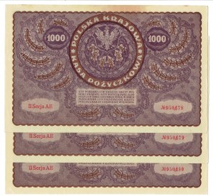II RP, sada 1000 polských marek 1919 II SÉRIE AE 6 kusů