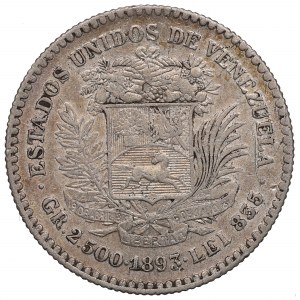 Venezuela, 1/2 Bolivar 1893