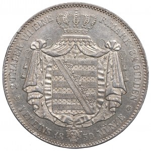 Niemcy, Saksonia, 2 talary=3-1/2 guldena 1850