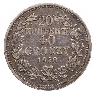 Russische Teilung, Nikolaus I., 20 Kopeken=40 Grosze 1850 MW