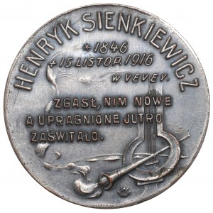 Polonia, medaglia di morte di Henryk Sienkiewicz 1916