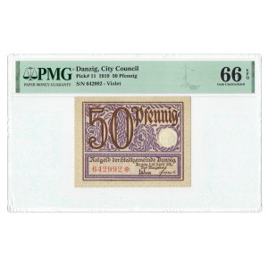 Danzig, 50 fenig 1919 - PMG 66 EPQ