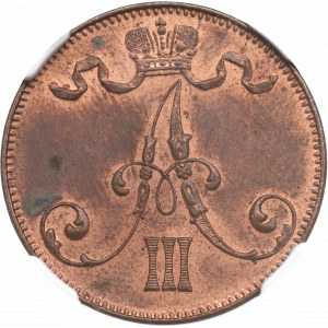 Rosyjska okupacja Finlandii, Aleksander III, 5 pennia 1889 - NGC MS62 RB