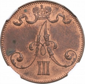 Occupation russe de la Finlande, Alexandre III, 5 pennies 1889 - NGC MS62 RB