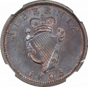 Ireland, 1 penny 1805 - NGC MS63 BN