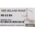 Irlandia, 1 pens 1805 - NGC MS63 BN
