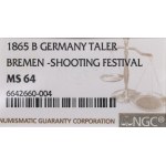 Nemecko, Brémy, zlatý tolar 1865 - druhý NGC MS64 národná strelecká súťaž
