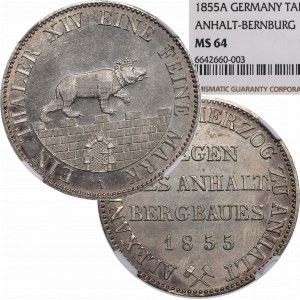 Germany, Anhalt, Thaler 1855 - NGC MS64