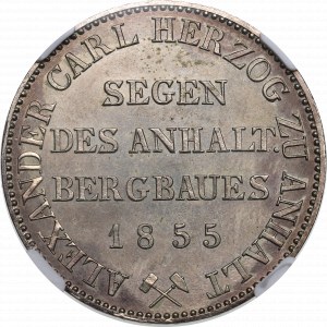 Nemecko, Anhaltsko, Thaler 1855 - NGC MS64