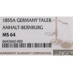 Německo, Anhaltsko, Thaler 1855 - NGC MS64