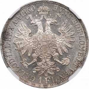 Austro-Węgry, Franciszek Józef, 1 floren 1860 - NGC MS62