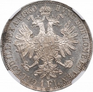 Austro-Węgry, Franciszek Józef, 1 floren 1860 - NGC MS62