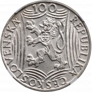 Tschechoslowakei, 100 Kronen 1949, Kremnica - Stalin NGC MS63
