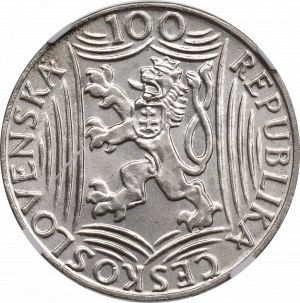 Tschechoslowakei, 100 Kronen 1949, Kremnica - Stalin NGC MS63
