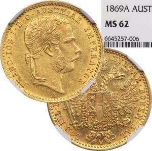 Rakousko, František Josef, Dukát 1869 - NGC MS62