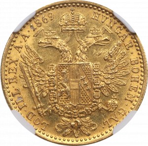 Rakúsko, František Jozef, Dukát 1869 - NGC MS62