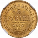 Russia, Alexander II, 5 rouble 1870 - NGC MS64