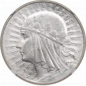 II Republic of Poland, 10 zlotych 1932, Women's Head - NGC MS63+