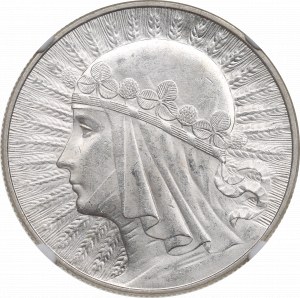 II Republic of Poland, 10 zlotych 1932, Women's Head - NGC MS63+