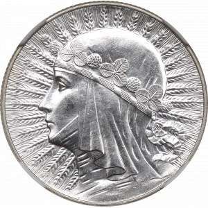 II RP, 5 złotych 1933 Głowa kobiety - NGC MS64