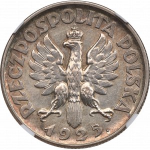 II RP, 2 zloty 1925 (pointillé), Londres Femme oreilles - NGC MS62