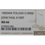 PRL, 1000 zlotých 1983 Jan Pavel II - NGC MS66