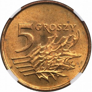 Terza Repubblica, 5 penny 1990 - NGC MS66