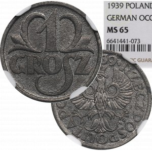 GG, 1 grosz 1939 - NGC MS65