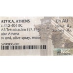 Řecko, Attika, Athény, Tetradrachma asi 440-404 př. n. l. - Sova - NGC Ch AU