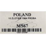 People's Republic of Poland, 10 zloty 1964 Casimir III the Great - intaglio inscription CuNi sample
