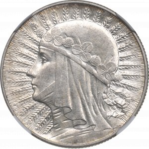 II RP, 5 złotych 1933 Głowa kobiety - NGC MS61