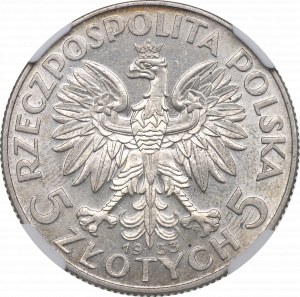 II RP, 5 zloty 1933 Tête de femme - NGC MS61