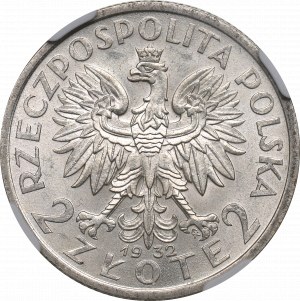 II RP, 2 złote 1932, Głowa kobiety - NGC MS63