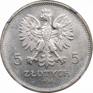 II Republic of Poland, 5 zloty 1930 November uprising - NGC MS63
