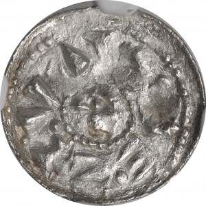 Boleslaw II. der Kühne, Krakau, Denar, Fürst zu Pferd, KREUZ - NGC MS63