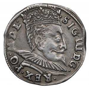 Sigismund III Vasa, Trojak 1598, Vilnius, fächerförmige Öffnung - RARE