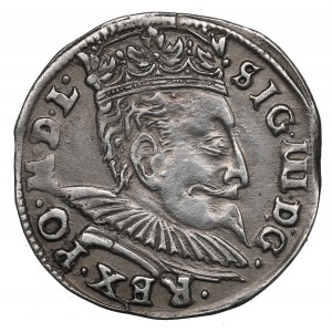 Zygmunt III Waza, Trojak 1598, Wilno, wachlarzowata kryza - RZADKI