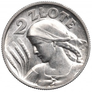 II RP, 2 Zloty 1925 (mit Punkt), Londoner Frauenohren