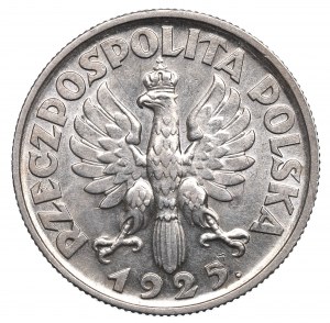 II RP, 2 zl. 1925 (s bodkou), uši londýnskej ženy