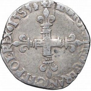 Enrico III di Valois, 1/4 ecu 1585, La Rochelle