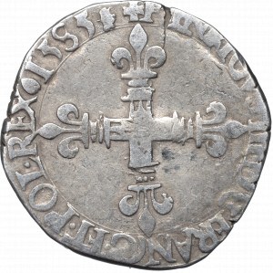 Enrico III di Valois, 1/4 ecu 1585, La Rochelle