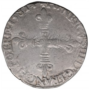 Enrico III di Valois, 1/4 ecu 1581, La Rochelle