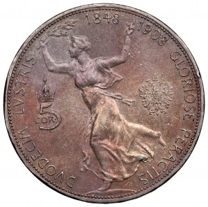 Autriche, François-Joseph, 5 couronnes 1908 - 60e anniversaire du règne