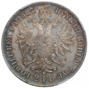 Rakúsko, František Jozef, 2 florény 1887 - NGC MS62