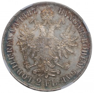 Rakúsko, František Jozef, 2 florény 1887 - NGC MS62