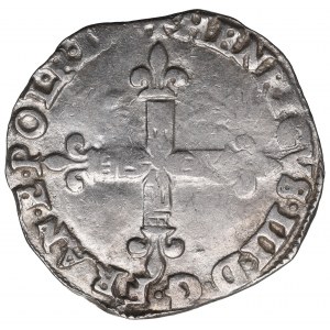 France/Poland, Henri III, 1/4 ecu 1588, Nantes